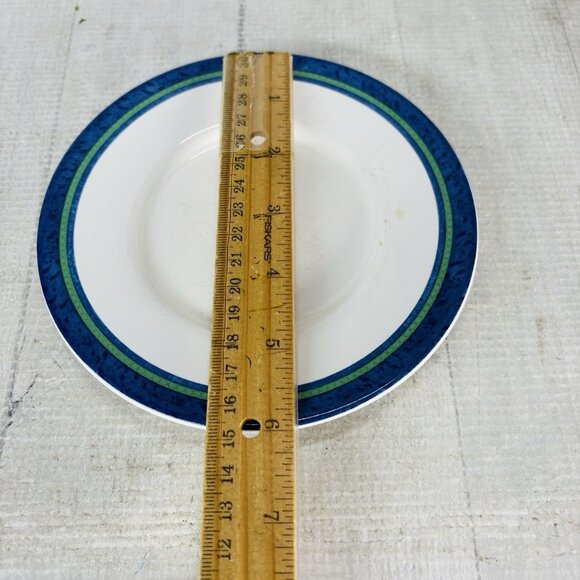 Pfaltzgraff ORLEANS Blue Green Vines Yellow Stoneware Round Saucers Set of 3 - Picture 9 of 14